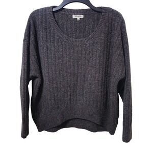 Miracle USA Knit Ribbed Sweater Gray Long Sleeve Casual Basic Top S M